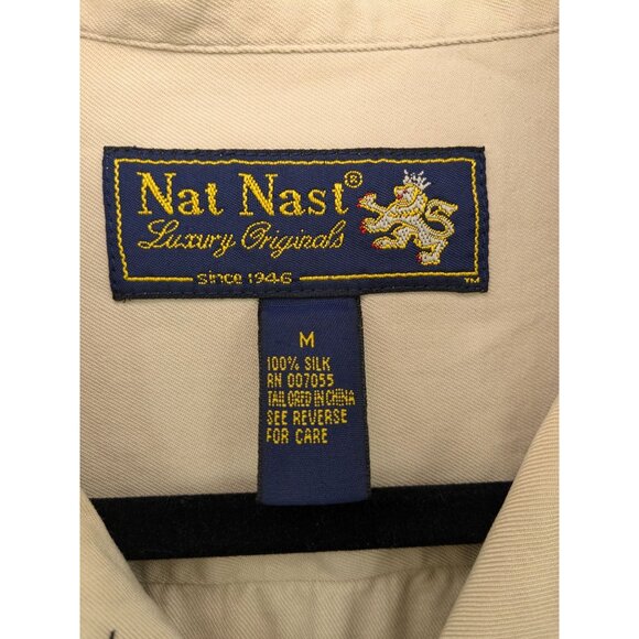 Vintage Nat Nast Camp Button Up Shirt Men Size M Luxury Original 100% Silk Boho - Picture 8 of 11